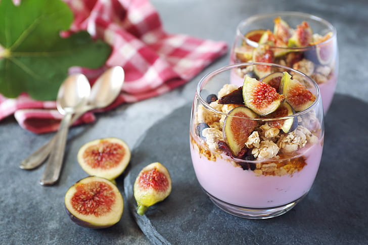 berries, Breakfast, muesli, yogurt, figs, HD wallpaper