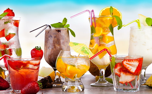 cocktails, fruit, strawberry, orange, chocolate, cocktails, fruit, strawberry, orange, chocolate, HD wallpaper HD wallpaper
