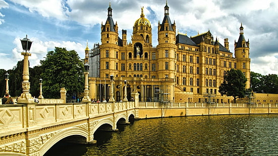 Slott, Schwerin Palace, Tyskland, Landtag, Mecklenburg-Vorpommern, Schwerin Castle, HD tapet HD wallpaper