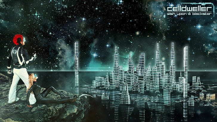 kota, Klayton, luar angkasa, fiksi ilmiah, Wish Upon a Blackstar, Wallpaper HD