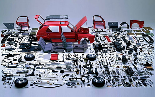 автомобил, части, авточасти, червен, Volkswagen, Golf GTI, HD тапет HD wallpaper