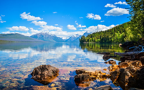 Lake At Glacier National Park Montana Amerikas förenta stater Ultra HD-bakgrundsbilder för stationära mobiltelefoner och bärbar dator 3840х2400, HD tapet HD wallpaper