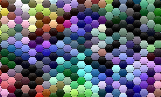 multicolored beehive art, mosaic, abstraction, background, Wallpaper, color, texture, cell, the volume, Hexagon, HD wallpaper HD wallpaper