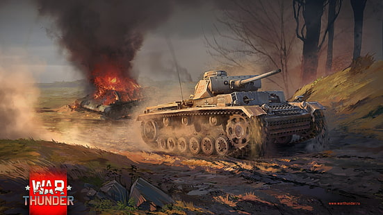 War Thunder-spelaffisch, War Thunder, tank, T-34, Gaijin Entertainment, Panzer III, videospel, HD tapet HD wallpaper