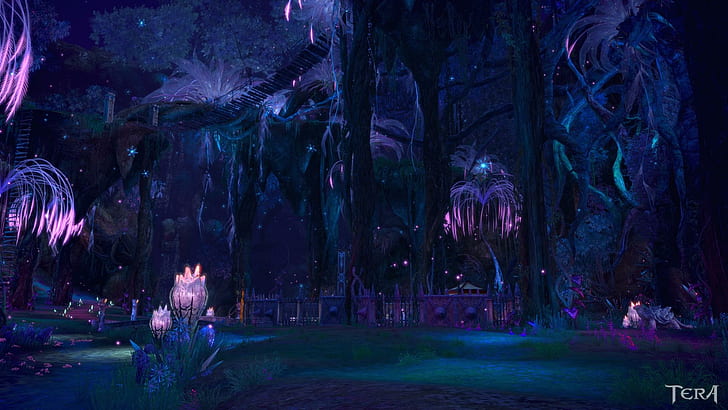 Mystic Woods 2, тера, дерево, мистик, свечение, игры, HD обои