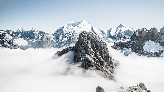 เมฆ, 4K, ภูเขาหิมะ, สวิตเซอร์แลนด์, ยอดเขา, วอลล์เปเปอร์ HD HD wallpaper