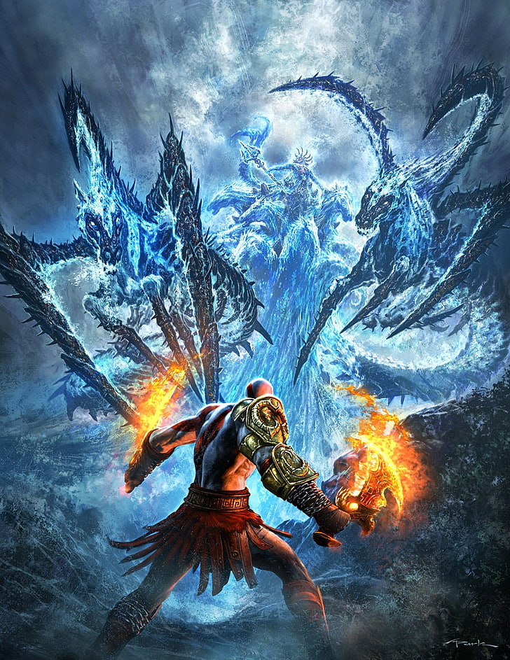 God of War Kratos, video games, God of War, artwork, God of War III, HD wallpaper