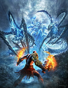 God of War Kratos, jogos de vídeo, God of War, obras de arte, God of War III, HD papel de parede HD wallpaper