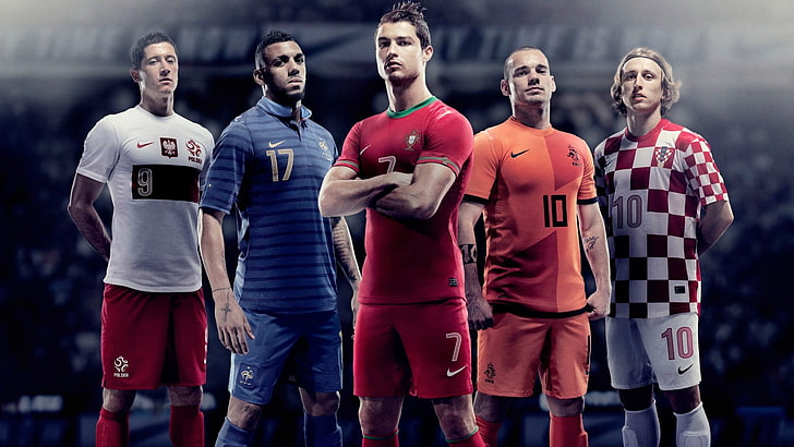 Football Player, sports, Cristiano Ronaldo, EURO 2012, Luka Modric, Robert Lewandowski, Wesley Sneijder, HD wallpaper
