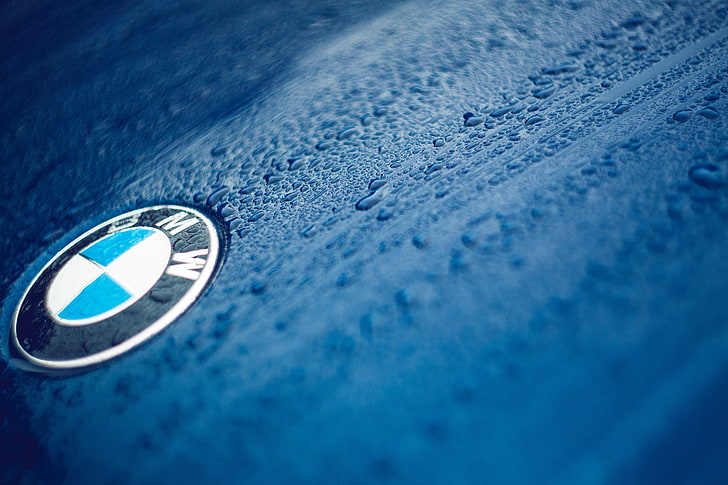 BMW emblema, bmw, logo, gotas, Fondo de pantalla HD