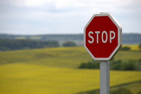 attention, road sign, sign, signpost, stop, stop sign, street sign, traffic sign, HD wallpaper HD wallpaper