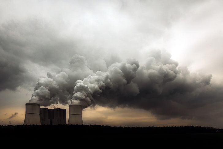 industrial, smoke, environment, cooling towers, nuclear, clouds, nuclear power plant, HD wallpaper