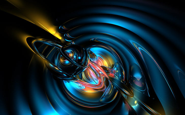 Abstract, Mechanism, Colorful Rays, Dark Background, abstract, mechanism, colorful rays, dark background, HD wallpaper