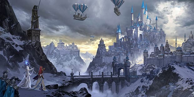 opere d'arte, fantasy art, Heroes of Might and Magic, Heroes of Might and Magic 3, castello, videogiochi, Sfondo HD HD wallpaper