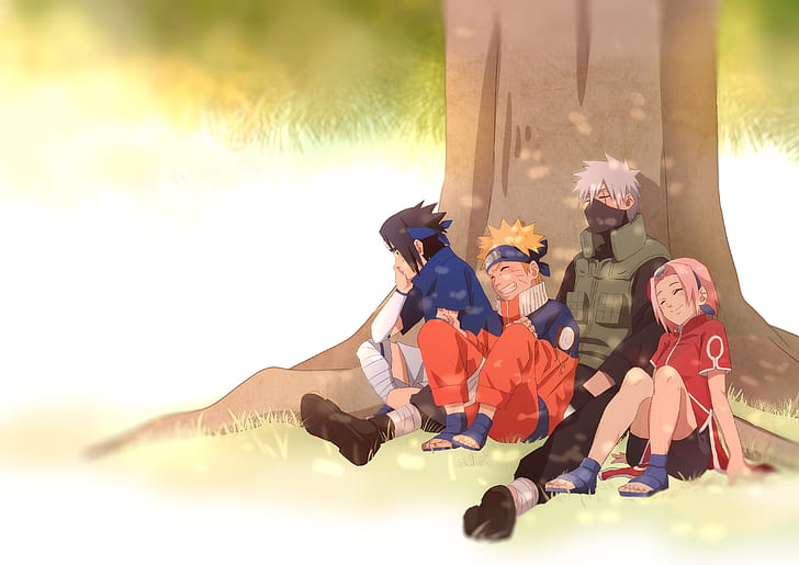 Naruto, Kakashi Hatake, Naruto Uzumaki, Sakura Haruno, Sasuke Uchiha, HD-Hintergrundbild