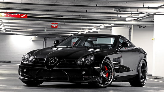 black coupe Mercedes-Benz, Mercedes-Benz, mobil hitam, Mercedes-Benz Mclaren, Wallpaper HD HD wallpaper