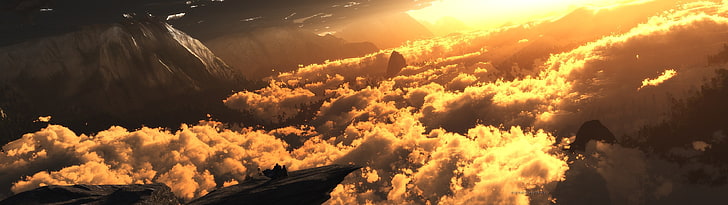 orange Himmel, Fantasiekunst, Wolken, Himmel, HD-Hintergrundbild