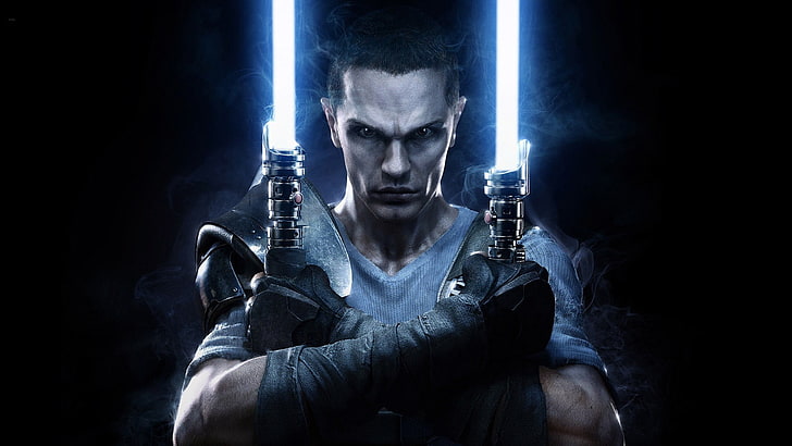 رجل يحمل خلفية السيف الضوئي ، حرب النجوم ، starkiller ، Star Wars: The Force Unleashed II ، ألعاب الفيديو ، السيف الضوئي، خلفية HD