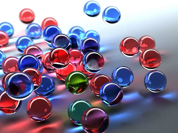 Kolorowe kulki, czerwone, niebieskie i zielone kule ilustracja 3d, piłka, kolorowe, 3d i abstrakcyjne, Tapety HD