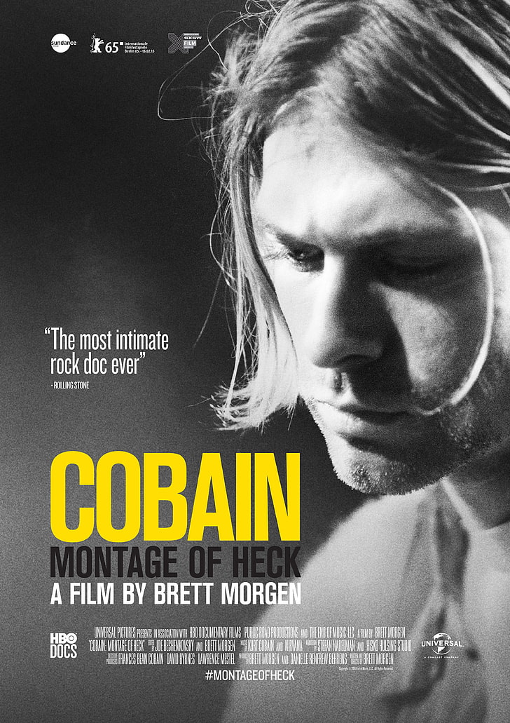 Kurt Cobain fond d'écran numérique, films, Kurt Cobain: Montage de Heck, affiche de film, Kurt Cobain, musicien, chanteur, monochrome, 2015, légendes, grunge, visage, hommes, Nirvana, Fond d'écran HD, fond d'écran de téléphone