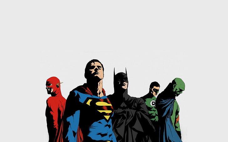 Fond d'écran Justice League, DC Comics, Justice League, The Flash, Superman, Martian Manhunter, Green Lantern, Batman, Fond d'écran HD