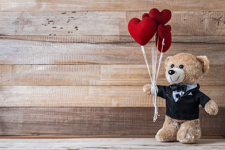 amor, juguete, corazón, oso, corazones, rojo, madera, romántico, peluche, día de san valentín, regalo, lindo, Fondo de pantalla HD
