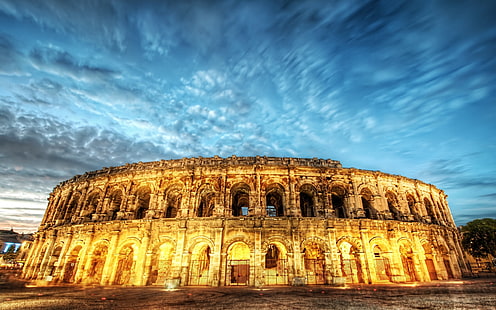 Колизей, Рим, Италия, Колизей, свет, ночь, HDR, HD обои HD wallpaper