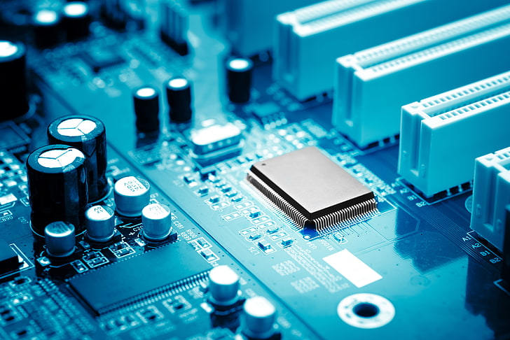 blue, electronic circuits, components, HD wallpaper