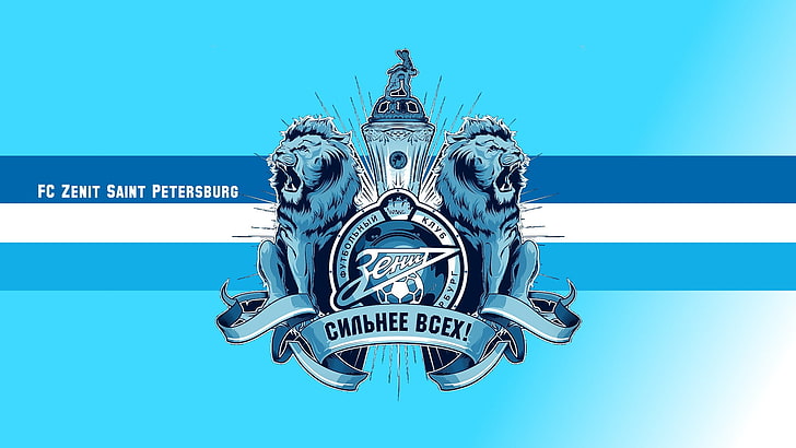 logo dwóch lwów, Zenit Sankt Petersburg, Rosja, piłka nożna, kluby piłkarskie, sport, Tapety HD