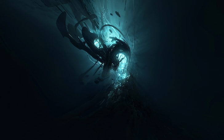 underwater graphic wallpaper, abstract, shapes, underwater, digital art, HD wallpaper