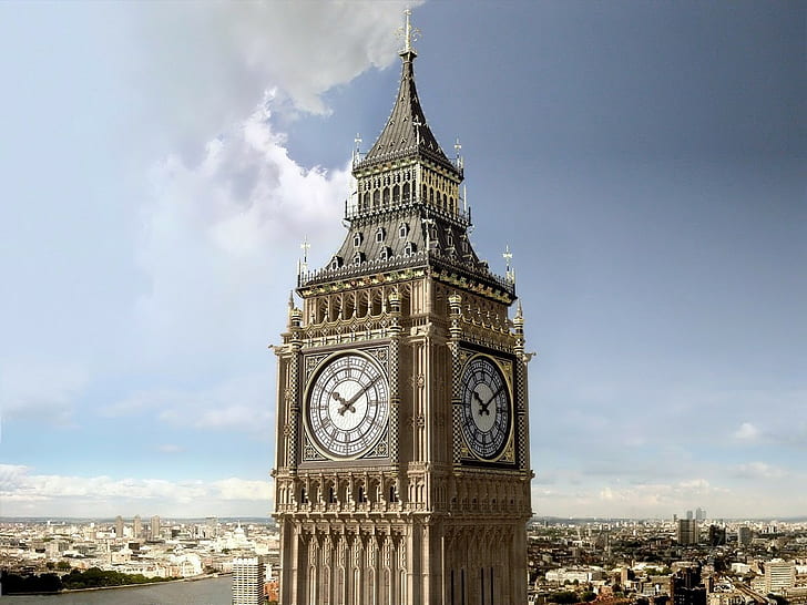 clocktowers, architecture, London, Big Ben, cityscape, HD wallpaper