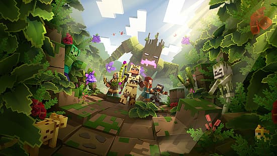 Minecraft, Minecraft Dungeons, selva, Minecraft Dungeons: Jungle Awakens, 4K, HD papel de parede HD wallpaper