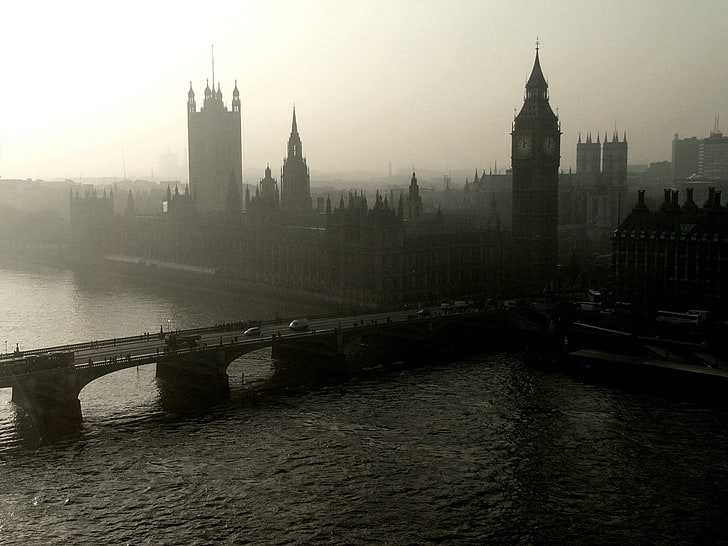 ساعة بيغ بن ، لندن ، بانوراما ، مدينة ، لندن ، قصر وستمنستر ، جسر ، نهر ، التايمز ، برج ، ساعة بيج بن، خلفية HD