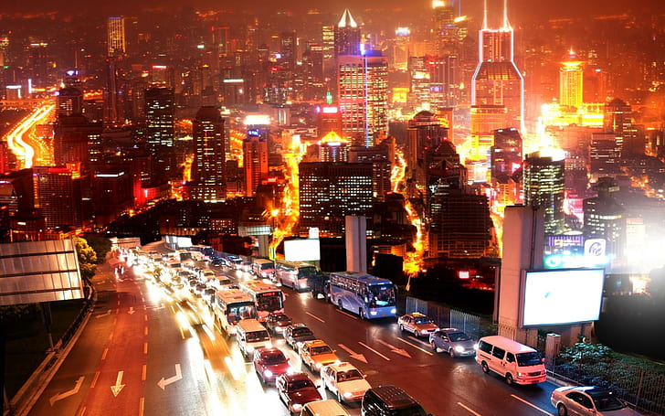 Perkotaan Malam, malam, kota, perjalanan, dan dunia, Wallpaper HD