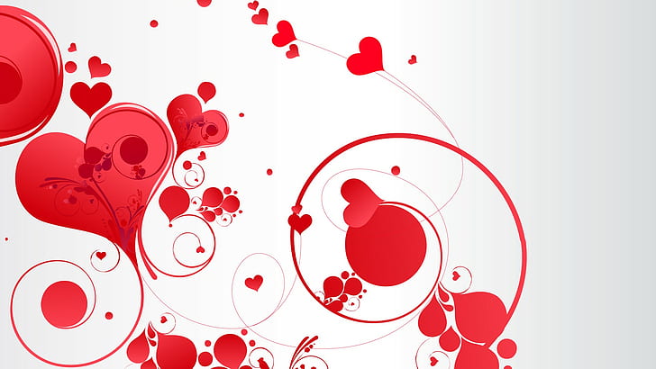 jantung, seni vektor, latar belakang sederhana, Hari Valentine, Wallpaper HD