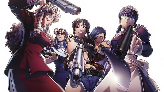 anime girls, Black Lagoon, Roberta, gun, Revy, anime, Balalaika, HD wallpaper HD wallpaper