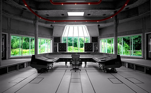 Studio Nagrań Muzycznych, czarno-szare krzesło, Architektura, Muzyka, Studio, Nagrania, Tapety HD HD wallpaper