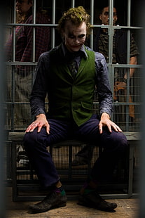 Хит Леджер в роли Джокера из фильма Темный рыцарь, Джокер, Темный рыцарь, Хит Леджер, из фильмов, Бэтмен, HD обои HD wallpaper