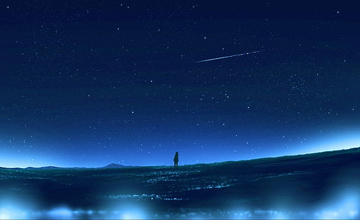 Аниме, Оригинал, Комета, Ночь, Звезды, HD обои HD wallpaper