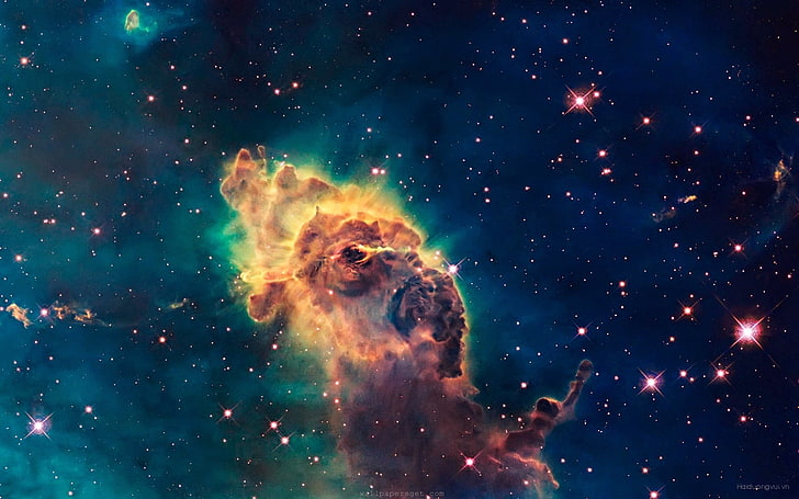 braune Galaxie mit Sternen digitale Tapete, Nebel, Raum, digitale Kunst, Raumkunst, HD-Hintergrundbild