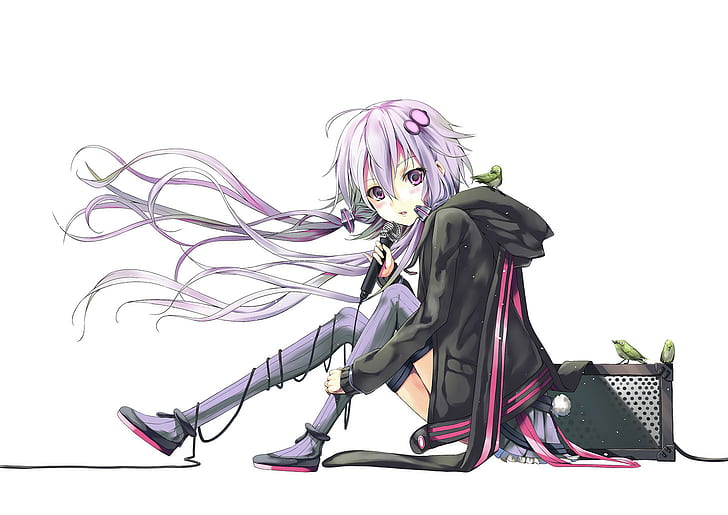 anime, gadis anime, latar belakang putih, rambut ungu, hiasan rambut, Hyperdimension Neptunia, Purple Heart, Wallpaper HD