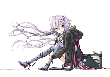 Anime, Anime Mädchen, weißer Hintergrund, lila Haare, Haarschmuck, Hyperdimension Neptunia, Purple Heart, HD-Hintergrundbild HD wallpaper