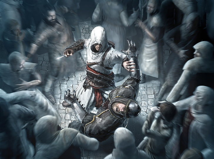 Assassins Creed, Assassin's Creed 2 poster, Games, Assassin's Creed, assassins creed, video game, action-adventure video game, ezio, ezio assassin's creed, crowd, HD wallpaper