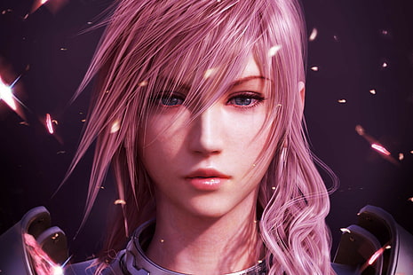 video games, Claire Farron, Final Fantasy XIII, pink hair, blue eyes, pink, Lightning XIII, Dissidia Final Fantasy, HD wallpaper HD wallpaper