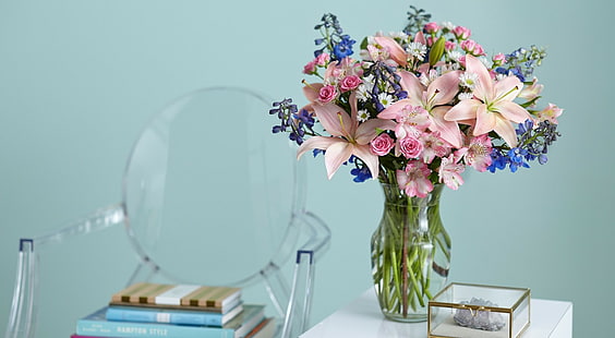 цветы, вазы, букеты, натюрморт, розы, розовые цветы, HD обои HD wallpaper