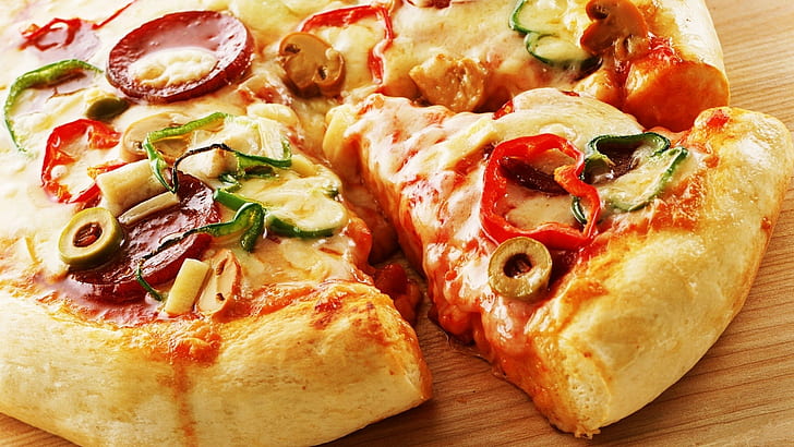 pastel de pizza, comida, pizza, Fondo de pantalla HD