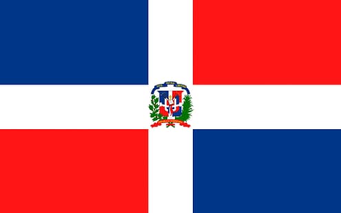 علم ، شعار النبالة ، جمهورية الدومينيكان، خلفية HD HD wallpaper