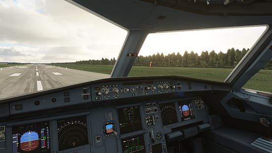 Microsoft Flight Simulator 2020, Airbus A320, cabina di pilotaggio, aereo, Sfondo HD HD wallpaper