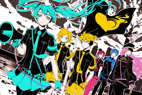 Аниме, Vocaloid, Hatsune Miku, Kaito (Vocaloid), Len Kagamine, Luka Megurine, Meiko (Vocaloid), Rin Kagamine, HD тапет HD wallpaper
