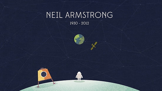 Нил Армстронг цифровые обои, Нил Армстронг, минимализм, космонавт, космическое искусство, космос, планета, Луна, Земля, HD обои HD wallpaper